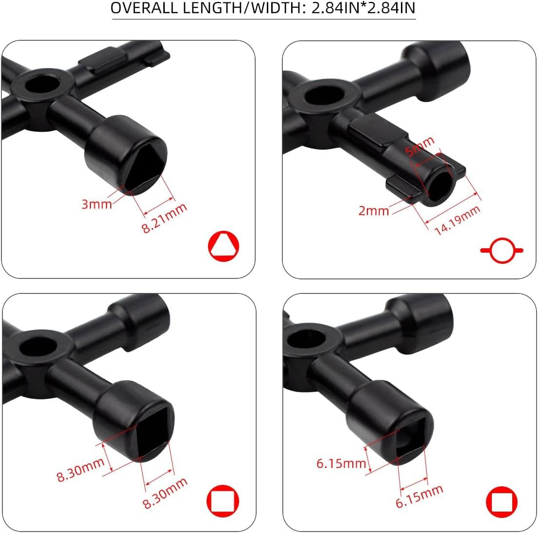 2 Pack 4-Way Sillcock Key Wrench Multifunctional Water Utility Key for Water New
