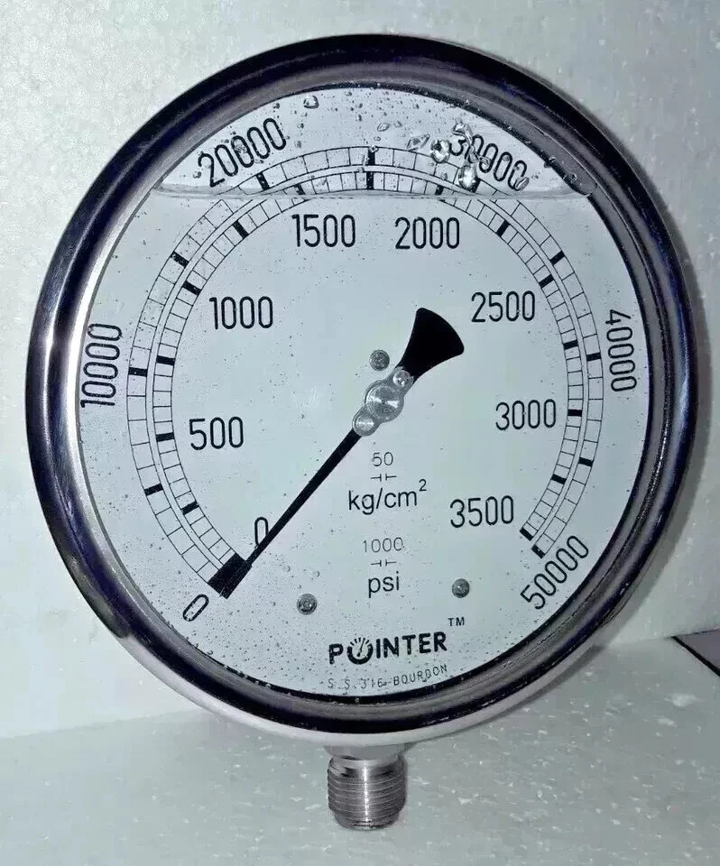 High Pressure Gauge Dual Scale Pointer 0-50000 PSI /0-3500 KG 6"150MM Dial