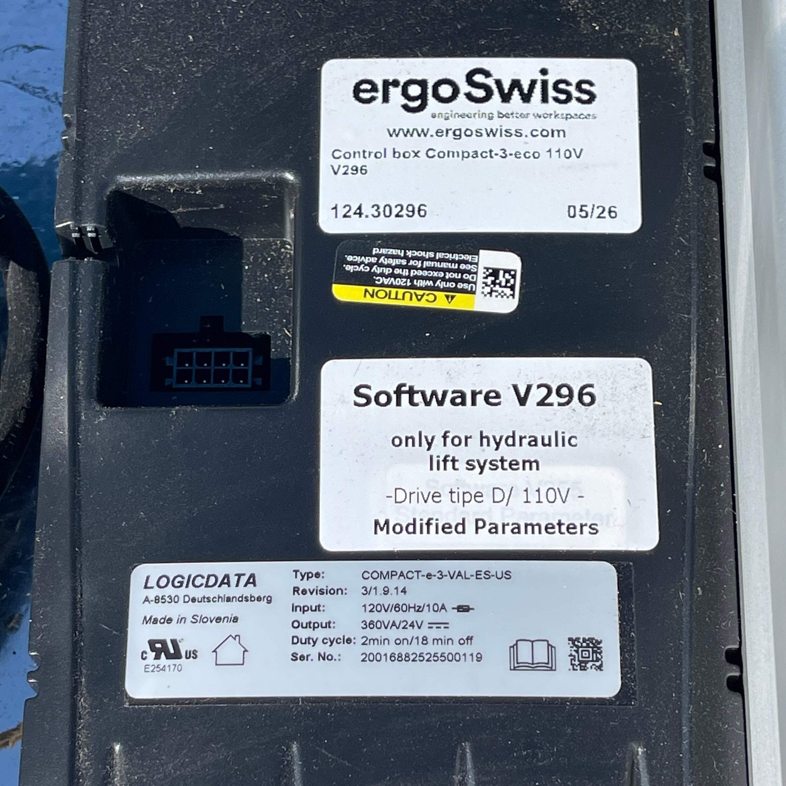 Z@ ERGOSWISS Work Table Lift System 70”x28” Blue