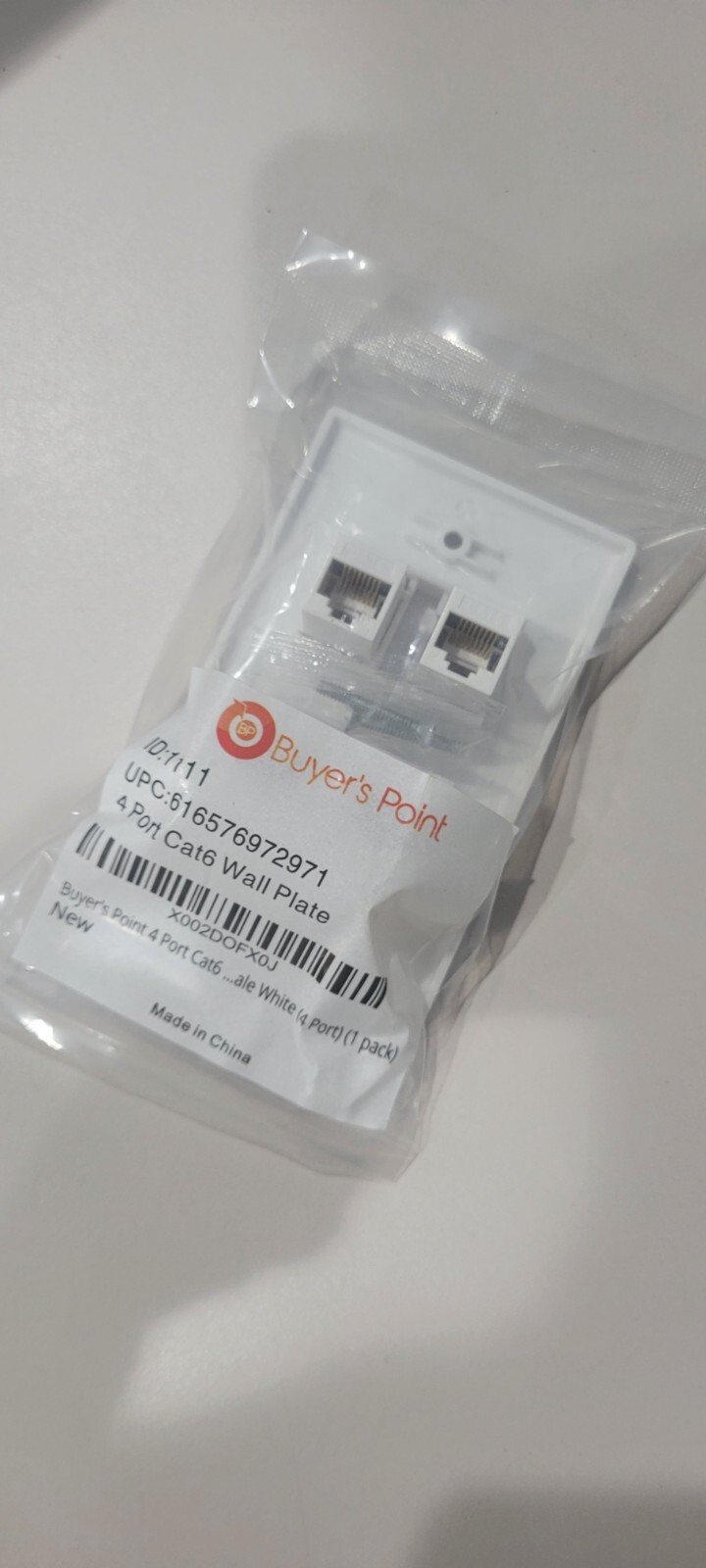2 of the Ethernet Wall Plate CAT6 4-Port Single Gang Network Female F/F white