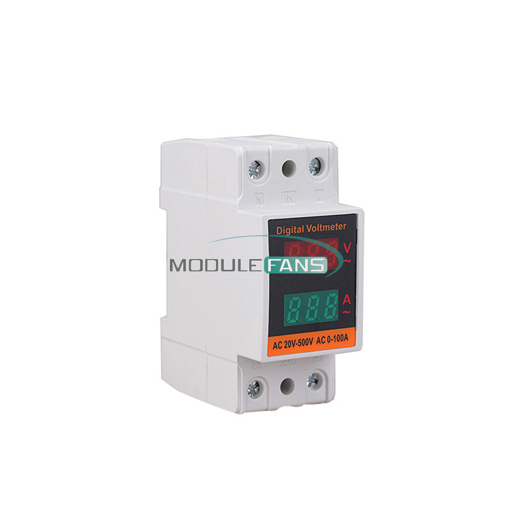 AC 50-500V 100A Din Rail Single-phase Digital Voltage LCD Voltage Current Meter
