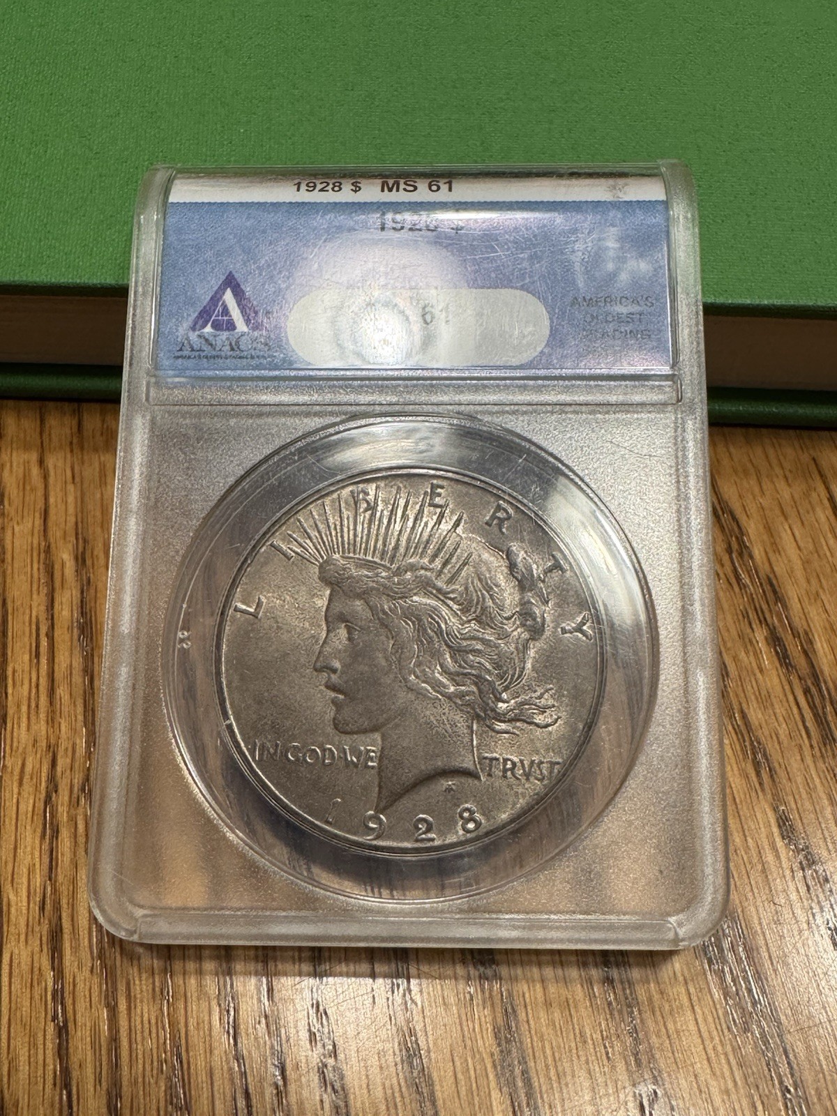 1928 Peace Silver Dollar ANACS MS61 Graded Old Holder