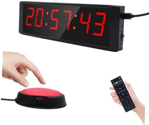 Large Stopwatch with Start/Stop Button, LED Digital Timer with Remote, Plug-in