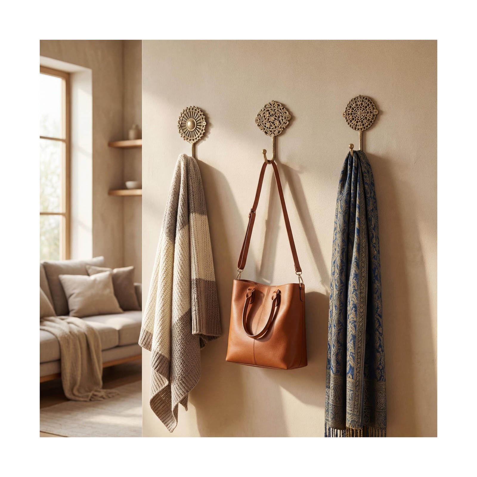 IndianShelf Solid Brass Boho Decorative Wall Hooks - Holds Up to 33... Fast Ship