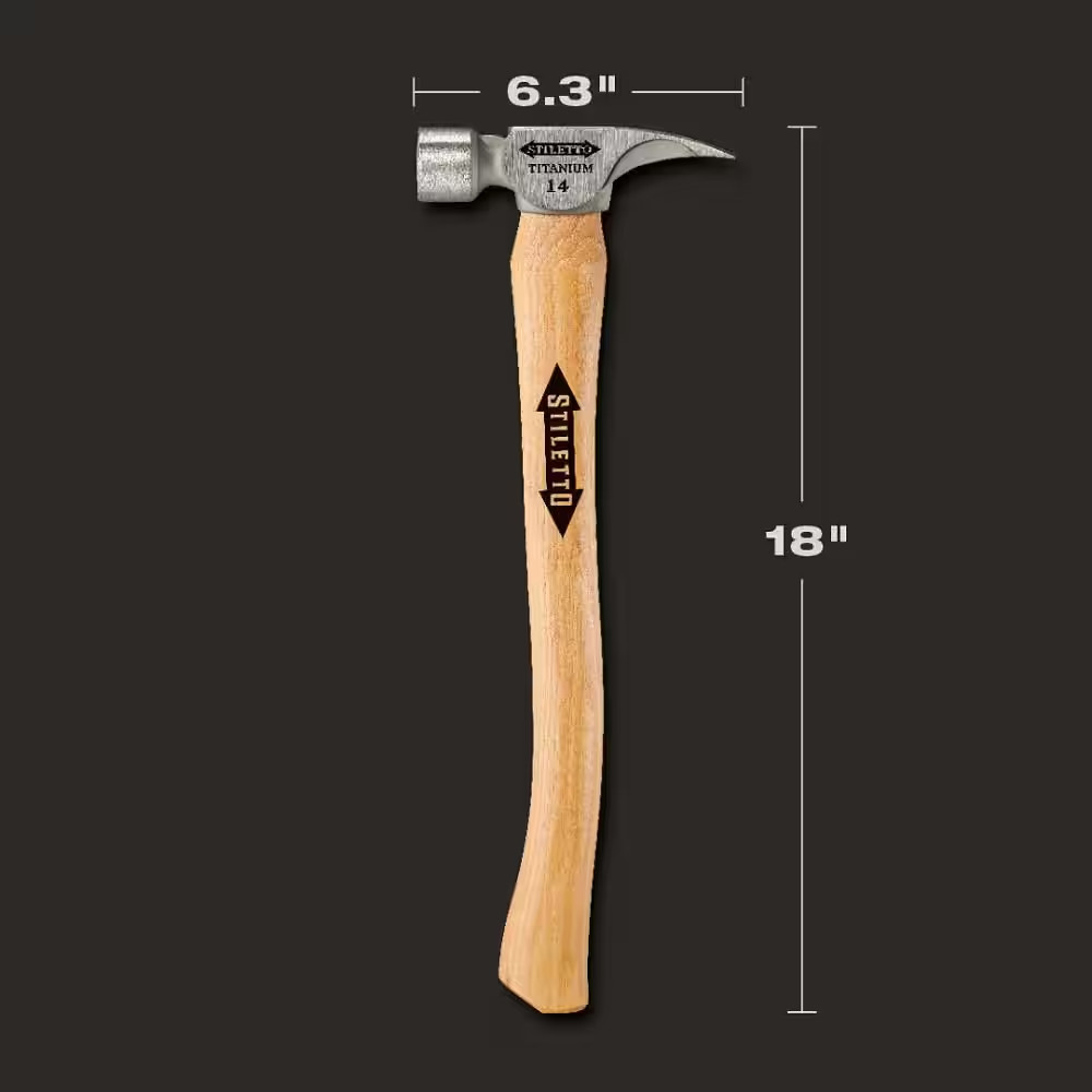 14 Oz. Titanium Smooth Face Hammer with 18 In. Curved Hickory Handle