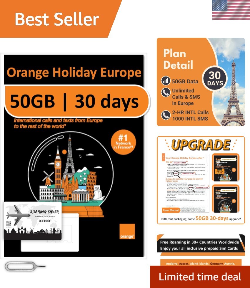 Orange Holiday  Prepaid Sim 50GB Internet Data | 30 Days-Use | Data tethering...