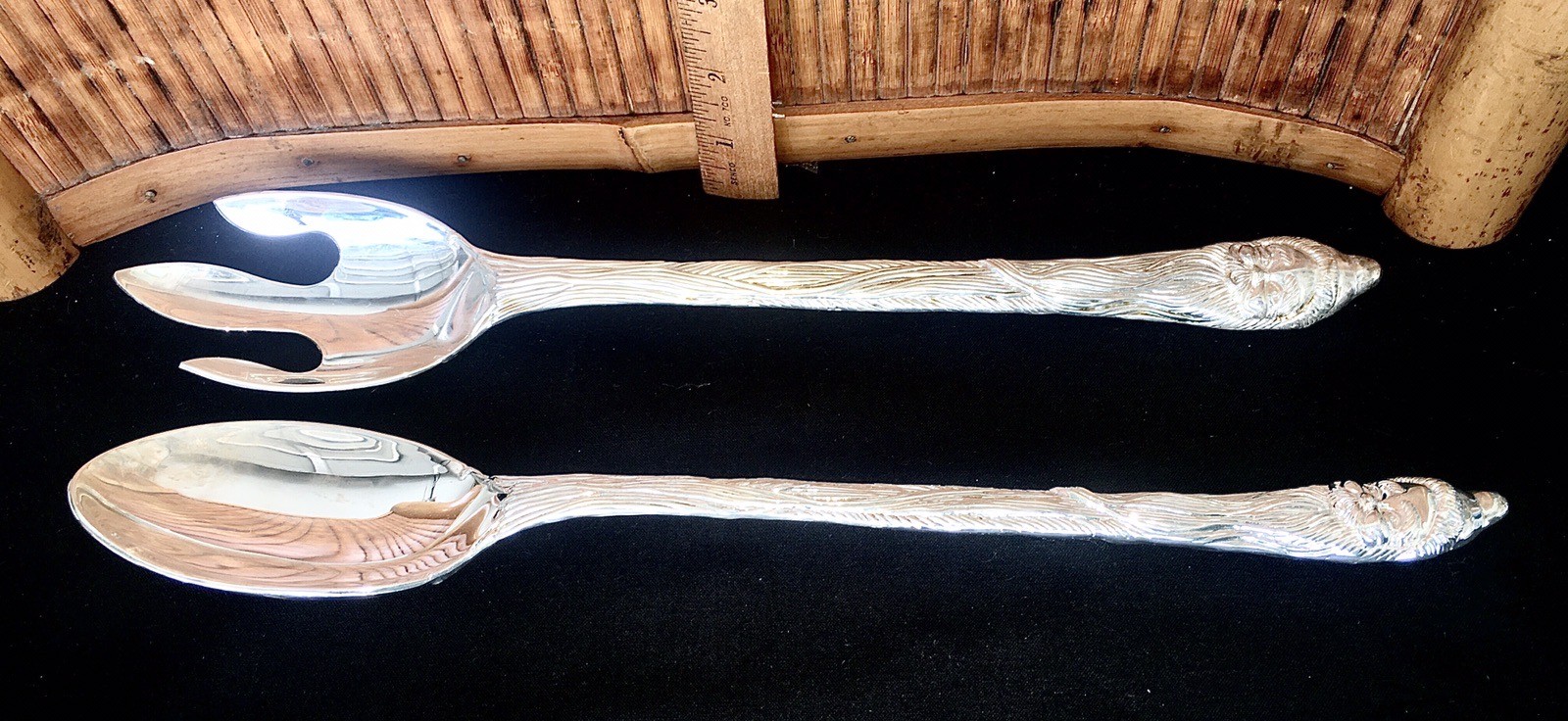 International Silver Co. Santa Claus Large Serving Spoon & Fork Set
