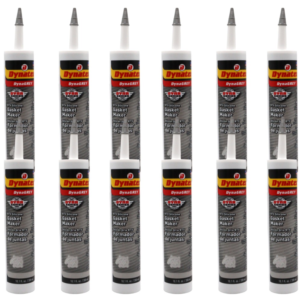 Dynatex DynaGrey RTV Silicone Gasket Maker 10.1oz Caulk Tube USA Made [12-Pack]