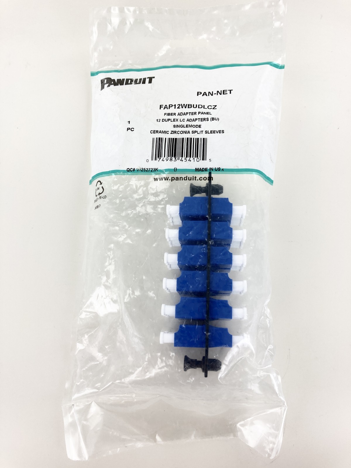 Panduit FAP12WBUDLCZ Panel 12 LC Duplex 24 Fiber SM Ceramic Zirconia