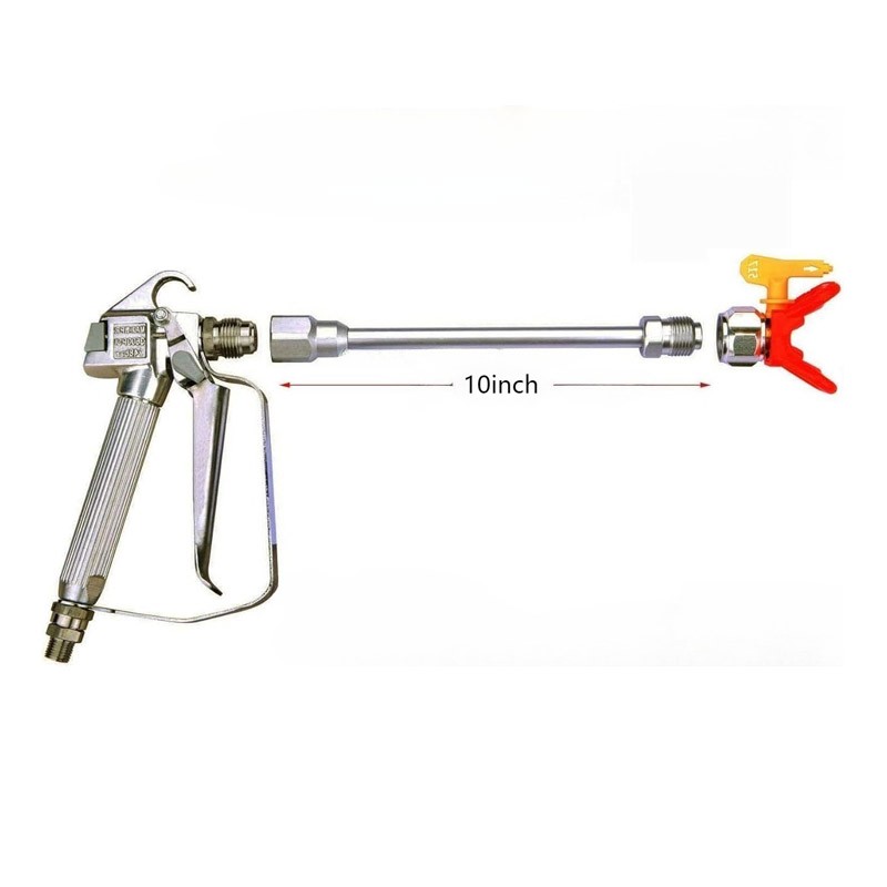 10 Inch Extension Pole Airless Paint Spray Gun Pressure 3600 PSI 517 Tip