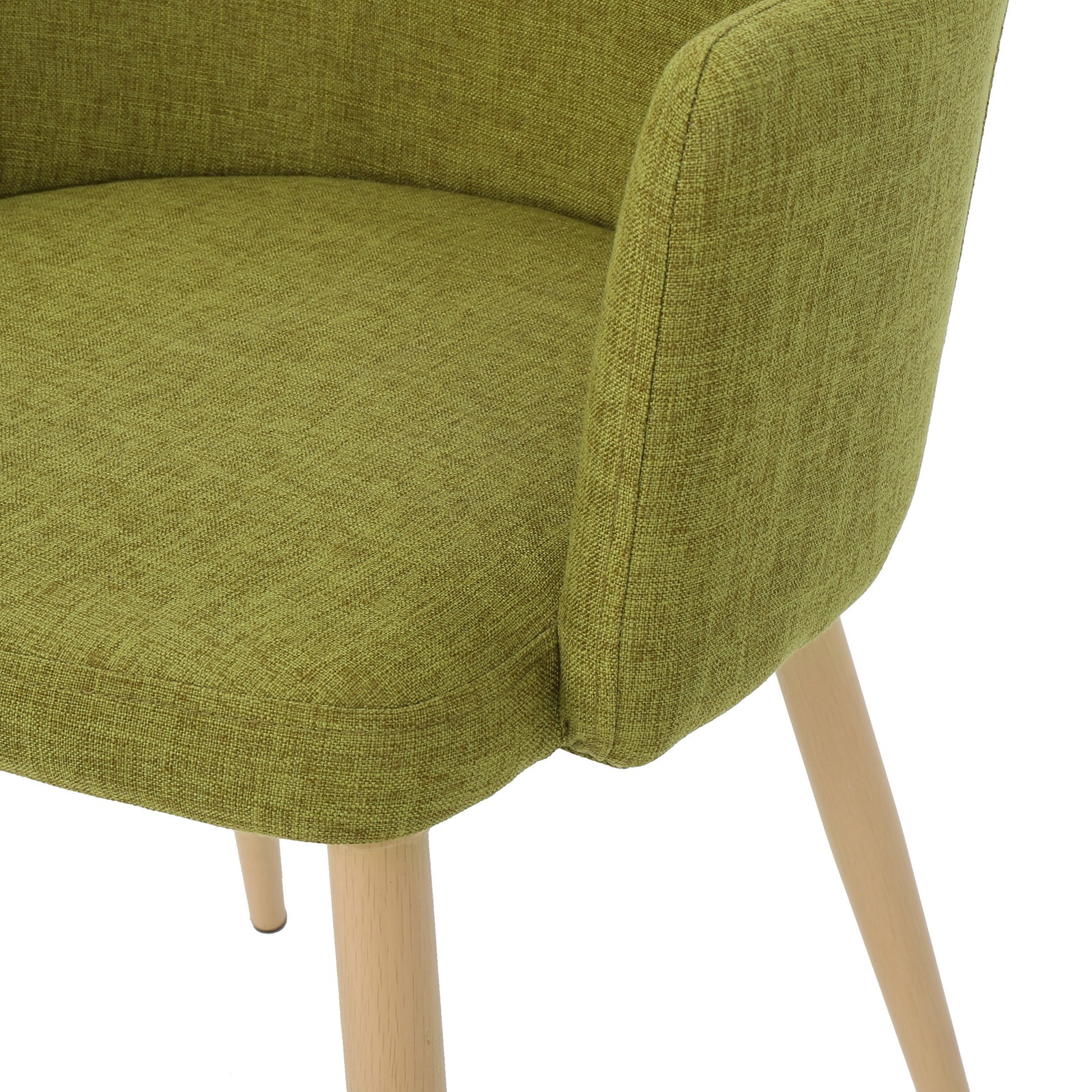 Green Fabric Dining Chairs Set of 2, Wood Finish Iron Frame Contoured Seat