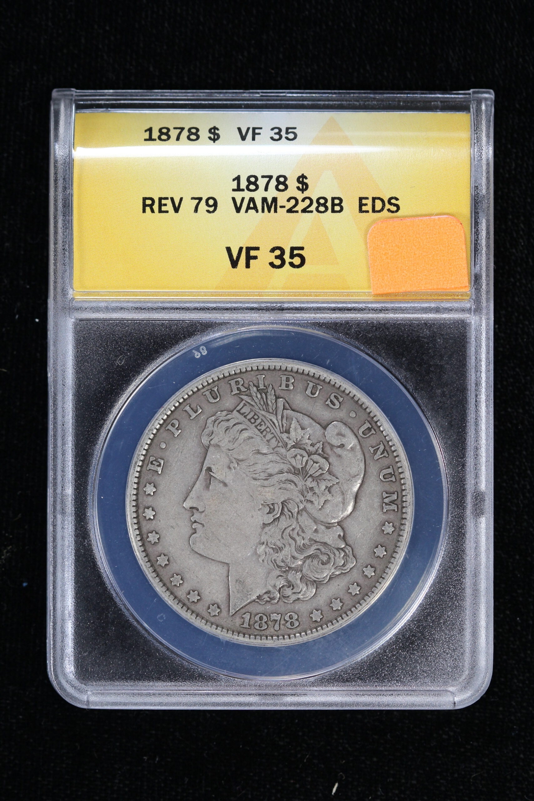 1878 Morgan Dollar ANACS Rev 79 VAM-228B EDS VF 35 3I91