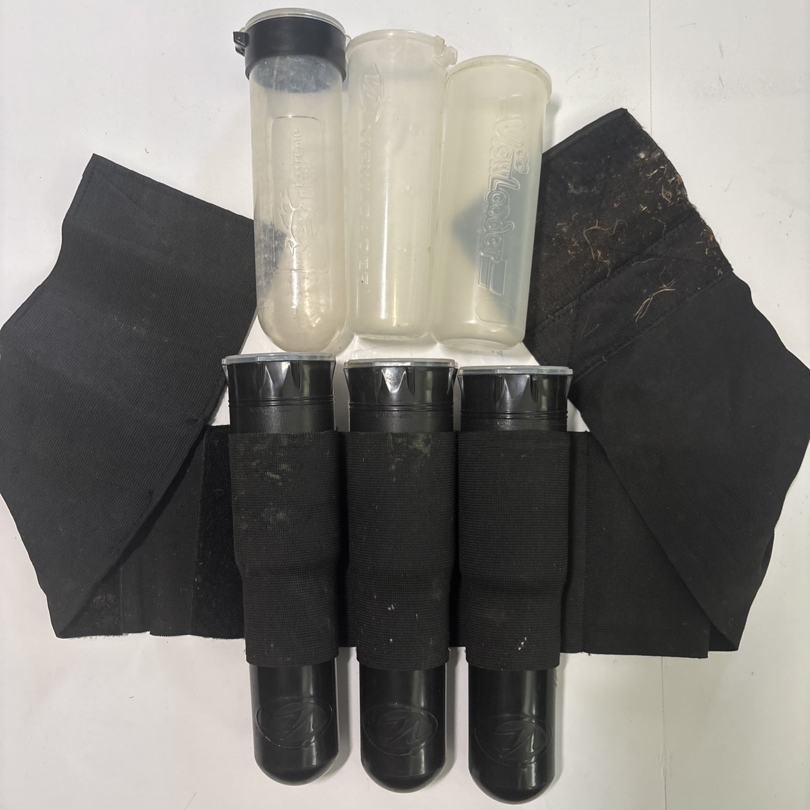 4-Pod Adjustable Vertical Paintball Pod Harness Belt Black With 6 Pods