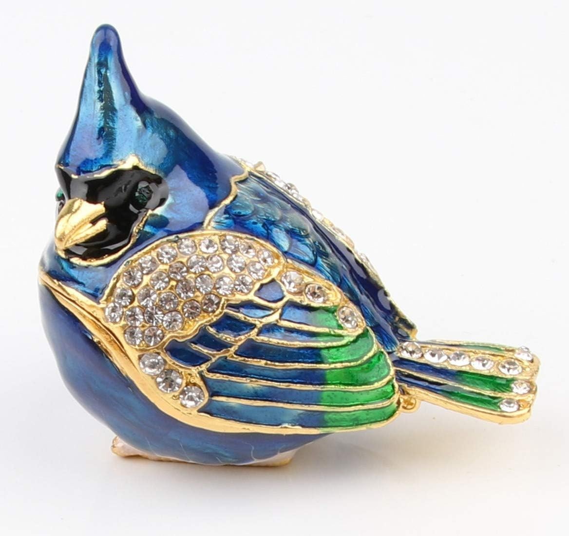 Bird Trinket Box Metal Enameled Animal Figurines Collectable Wedding Jewelry Rin