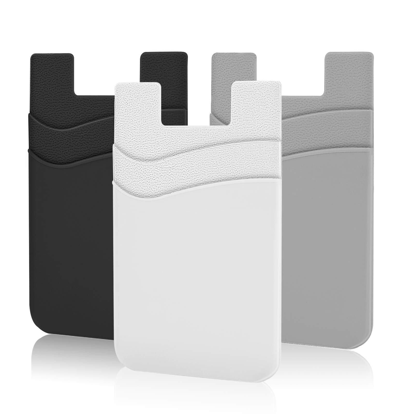 SHANSHUI Phone Wallet, Credit Card Holder for Back of Slim, Black+Gray+White