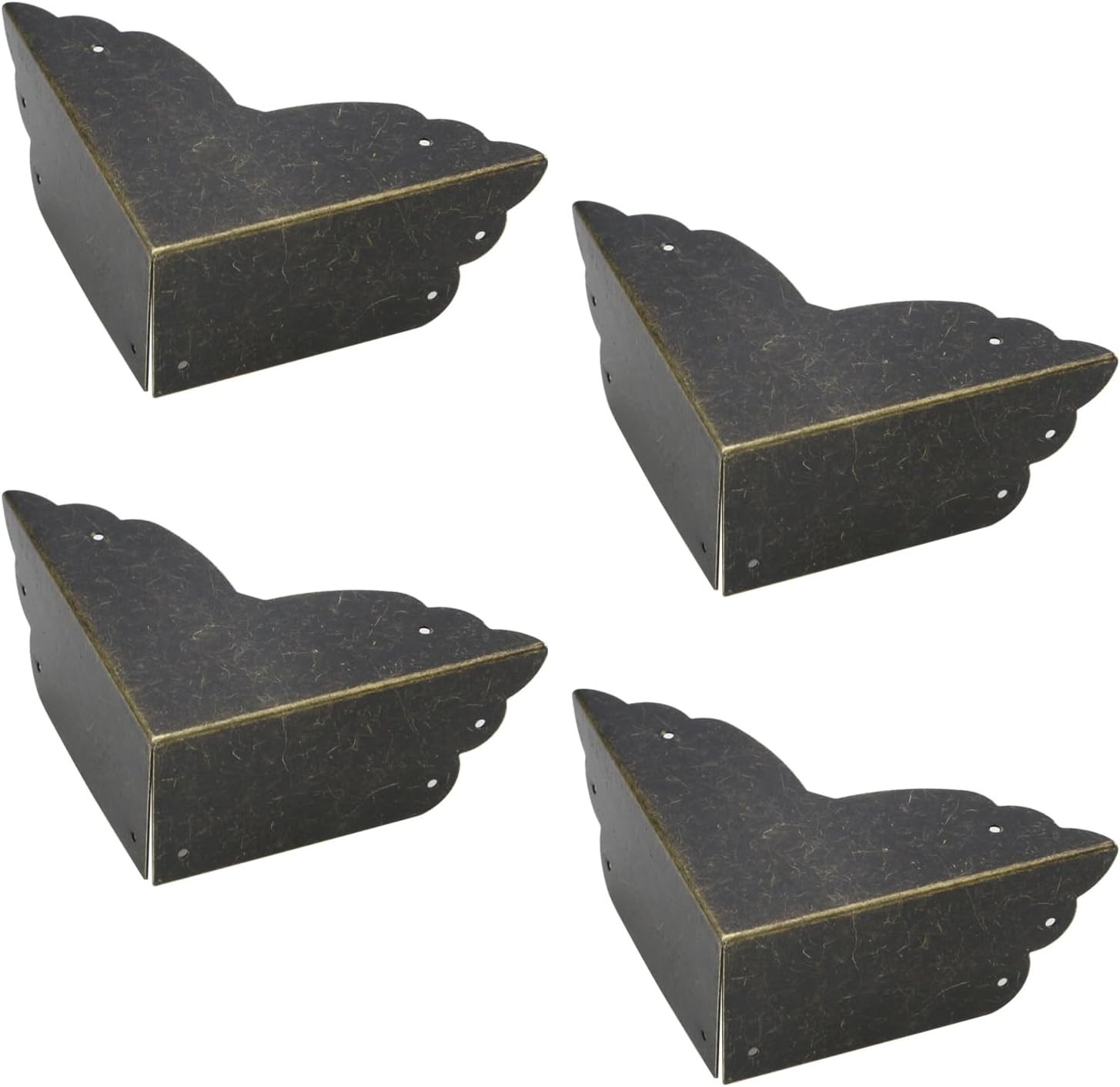 Mcredy 4 Pack Corner Protectors Metal Bronze Box Corners Decorative 2.8X2.8X1.2"