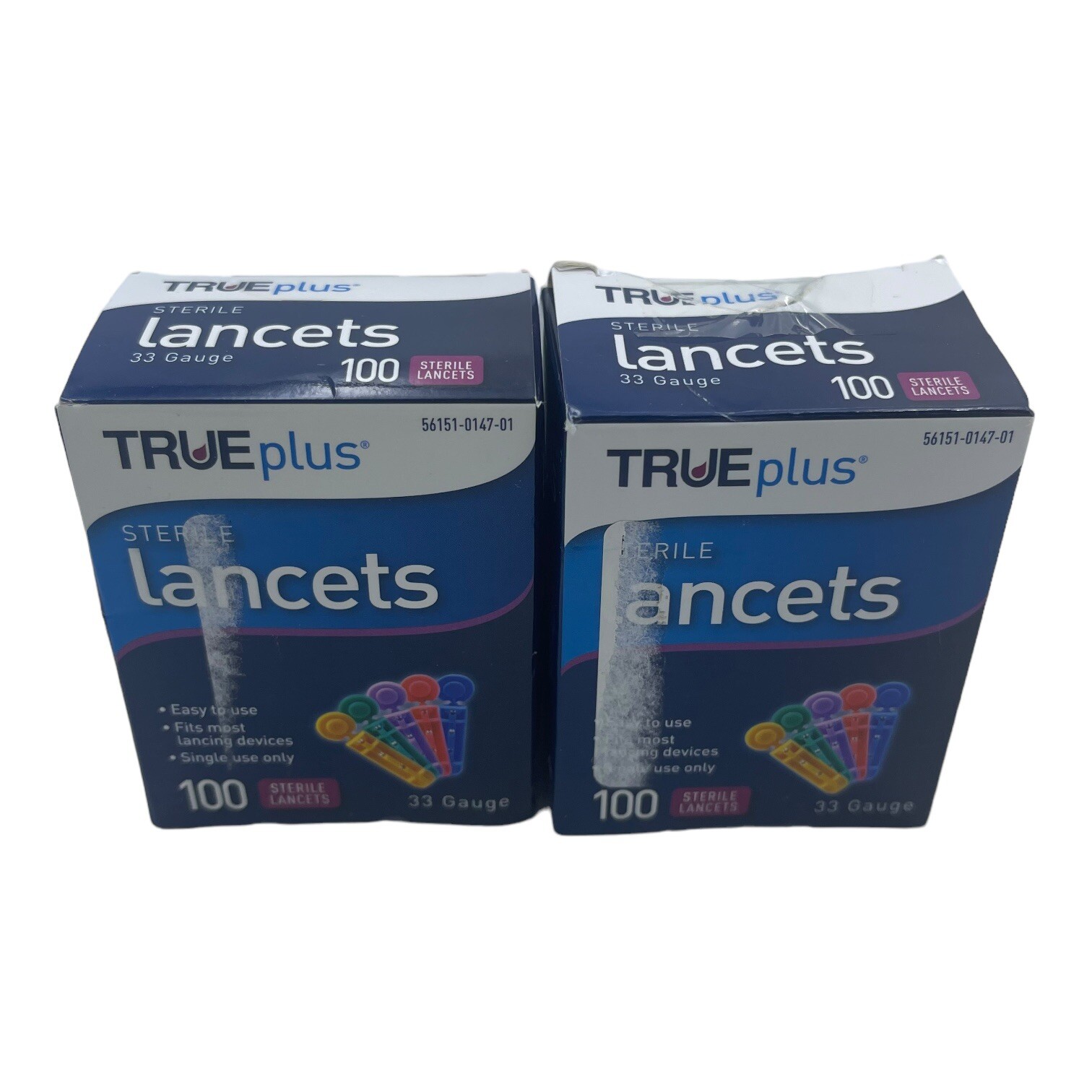 TRUEplus Sterile Lancets 33 Gauge 100 Count - Pack of 2 Box Have Tear