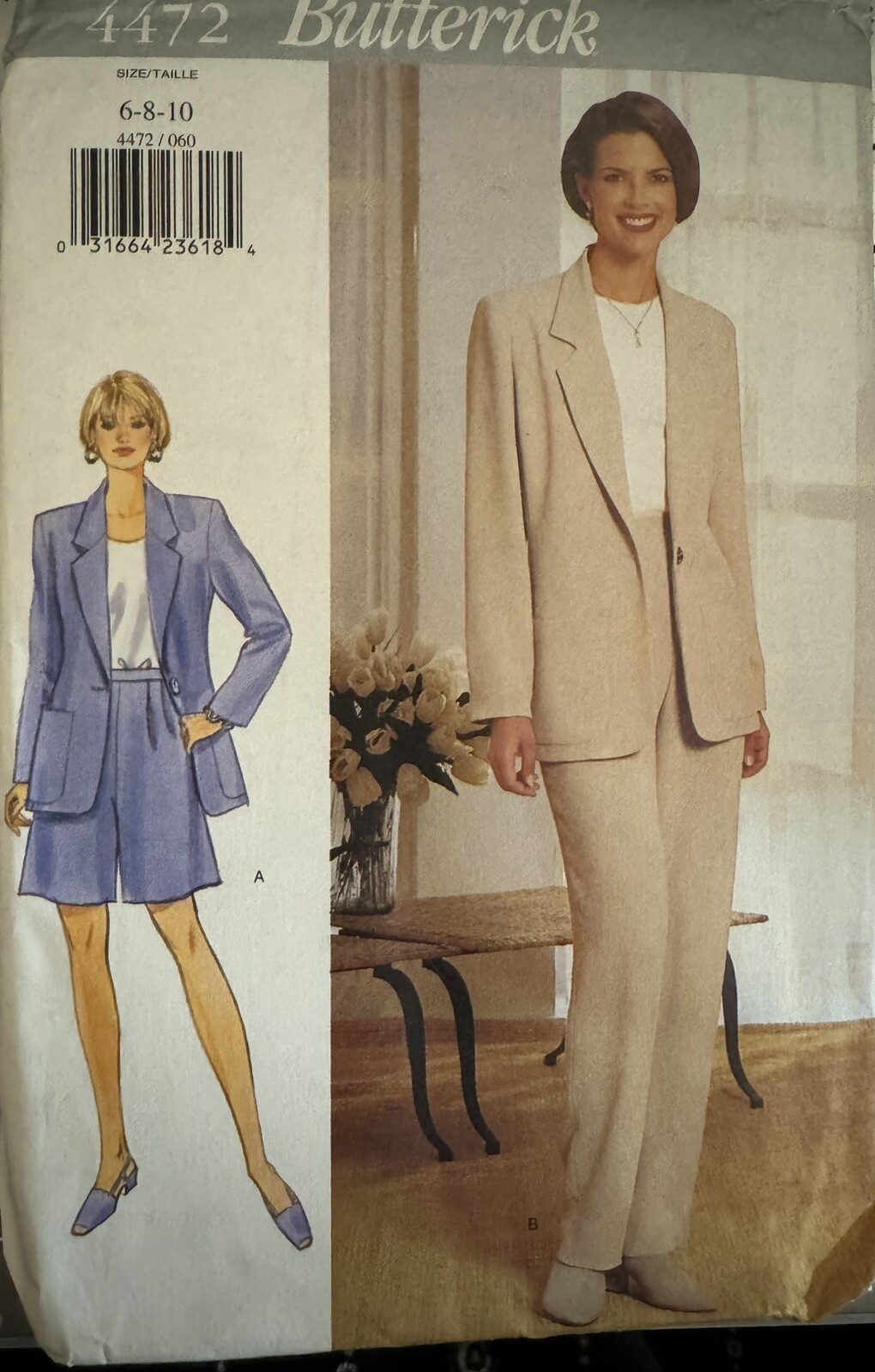 Butterick pattern 4472 Misses'/Petite Jacket, Shorts & Pants size 6, 8, 10 uncut