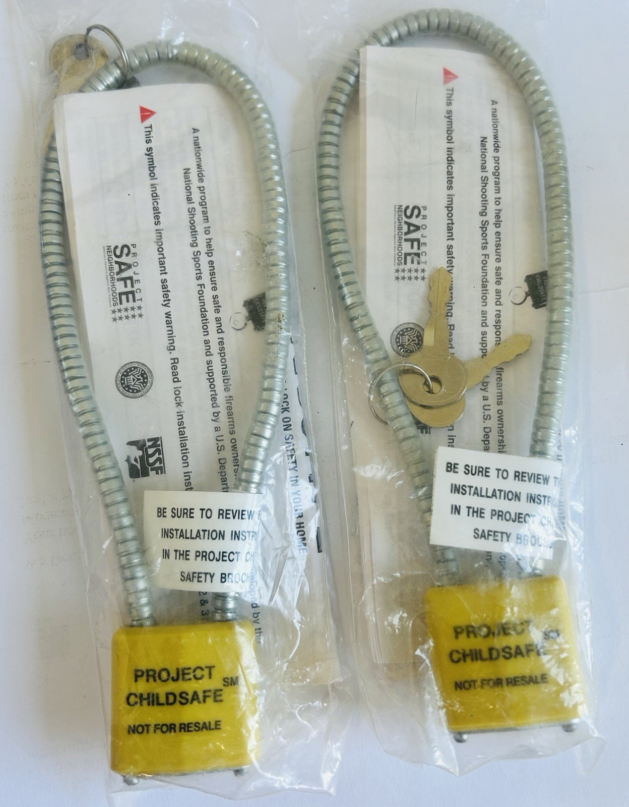 Project Child Safe Cable Gun Lock with 2 Keys New in Original Package - Set of 2