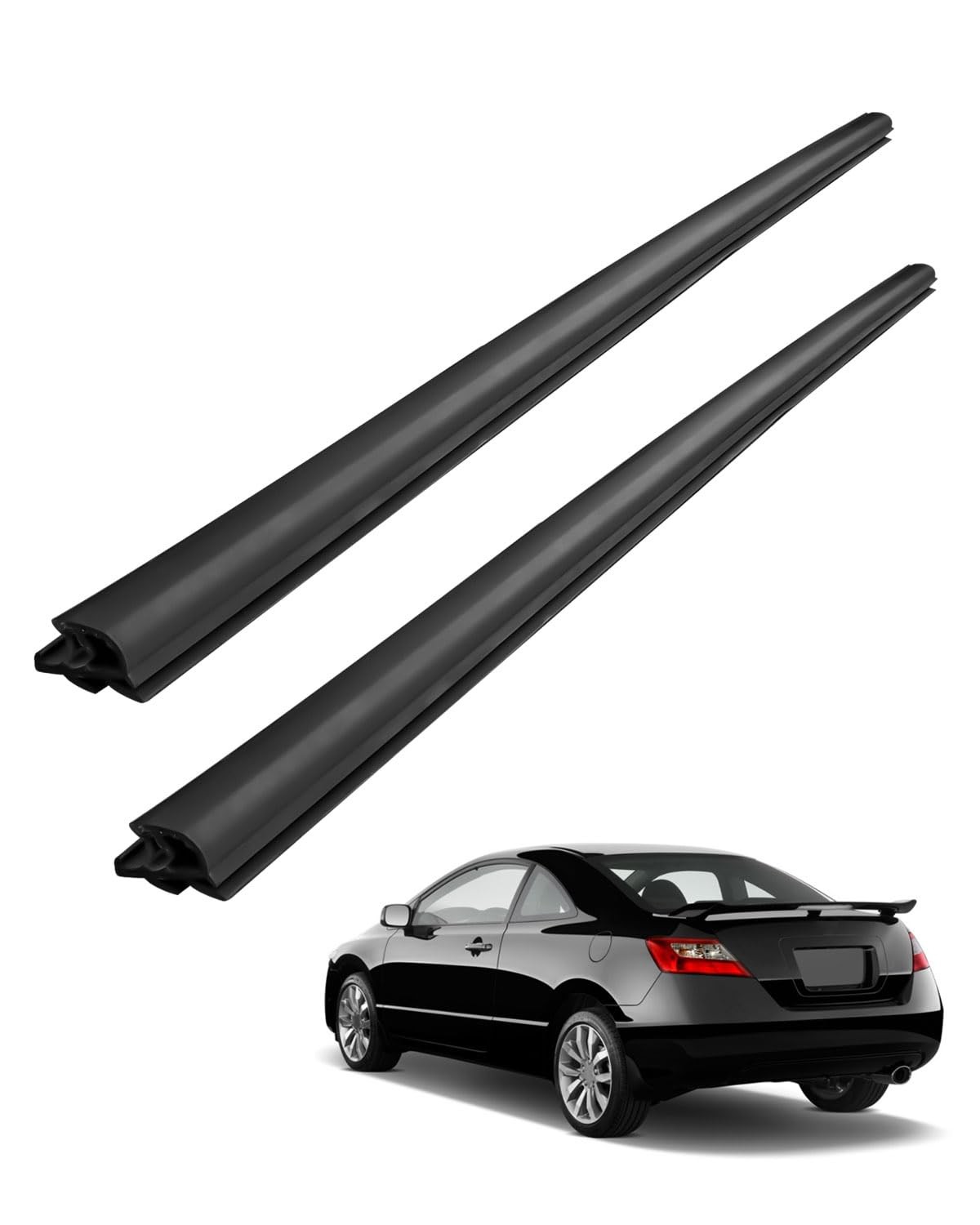 2 Pcs Weatherstrip Window Molding Trim Seal Belt Fit for Honda Civic Coupe (2D).
