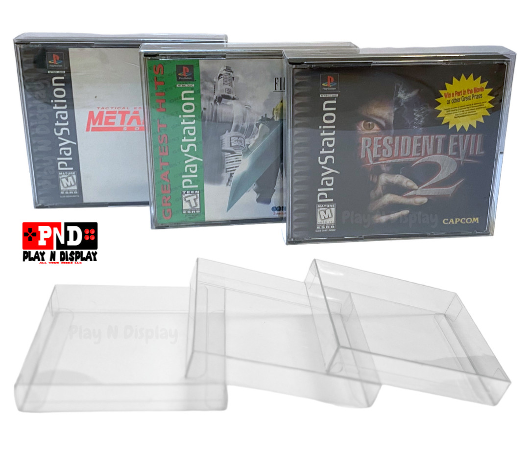 1 PLAYSTATION ONE 1 & CD DUEL JEWEL CASE PROTECTIVE SLEEVE BOX PROTECTOR CLEAR