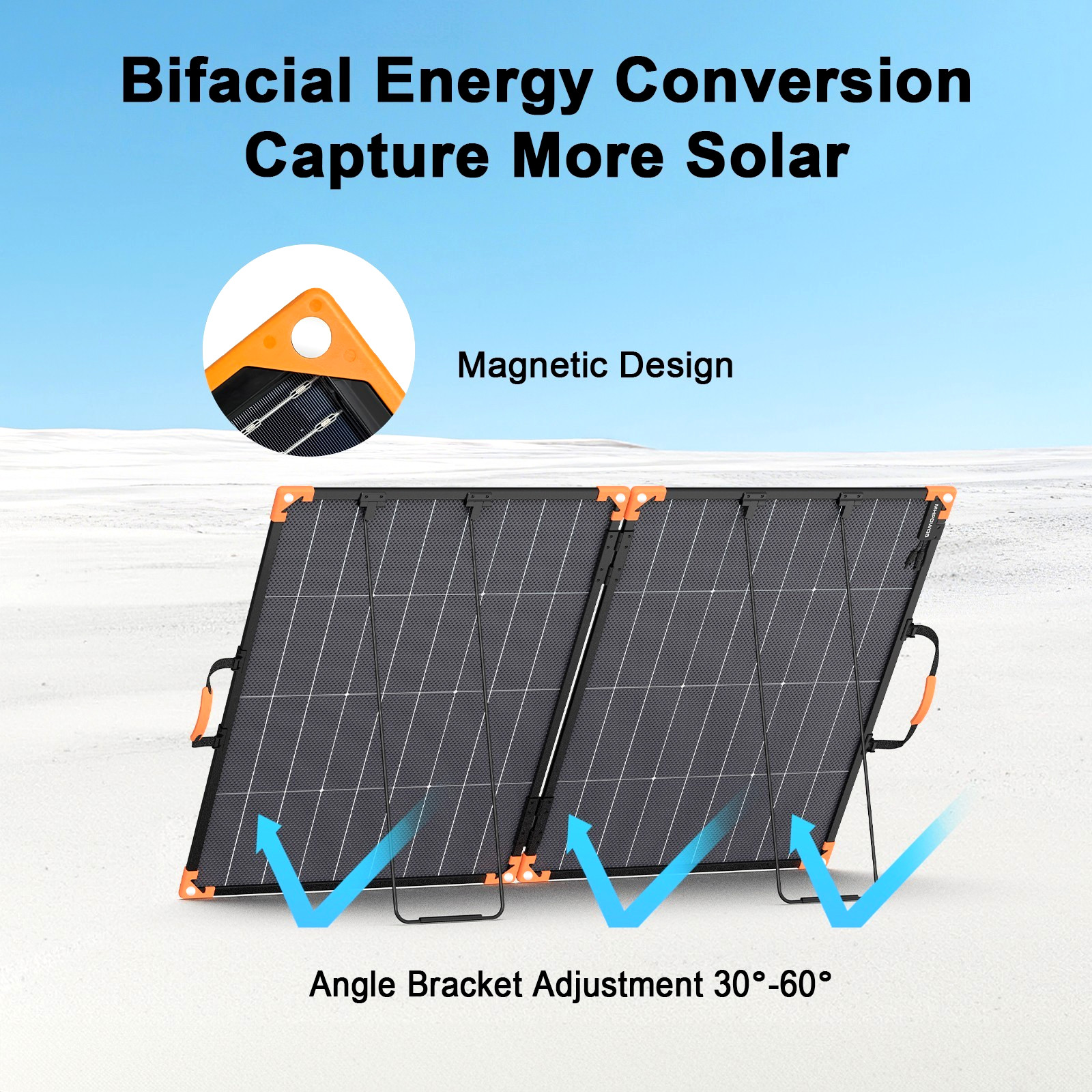 MHPOWOS 200W Solar Panel Bifacial Portable Foldable IP68 ‌Certified Refurbished