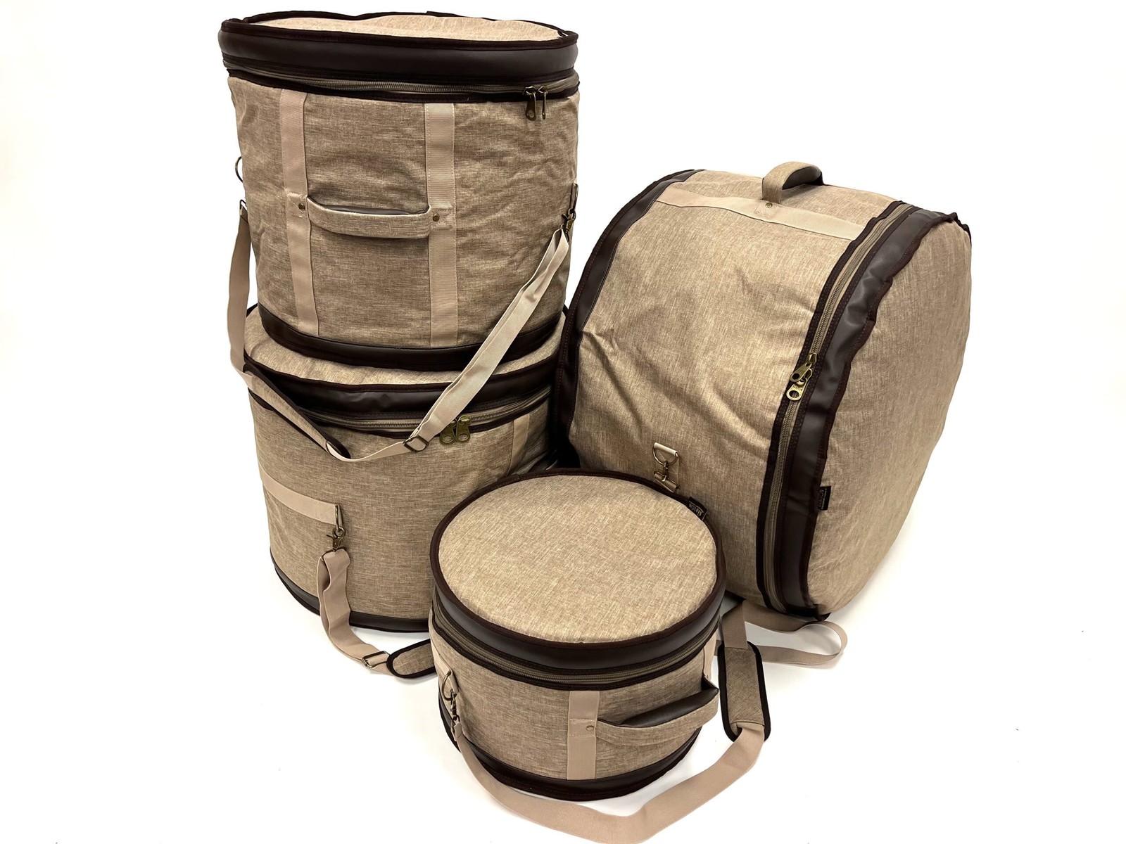 Barton GSP Premium 4-Piece Drum Bag Set, 12x8/13x9/16x16/22x14, Tawny Brown Oxfo