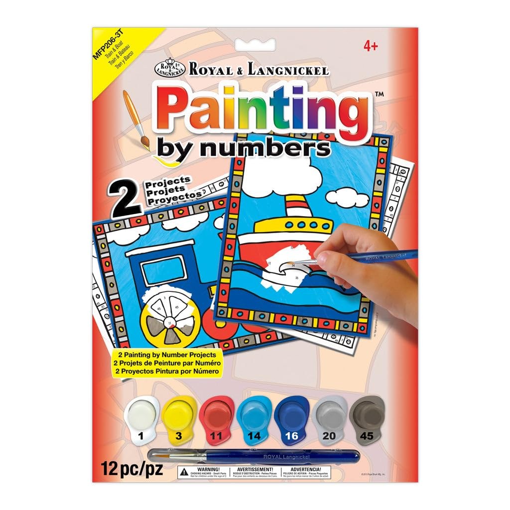Royal Brush My First Paint by Number Kit, 8.75 1, Train & Boat
