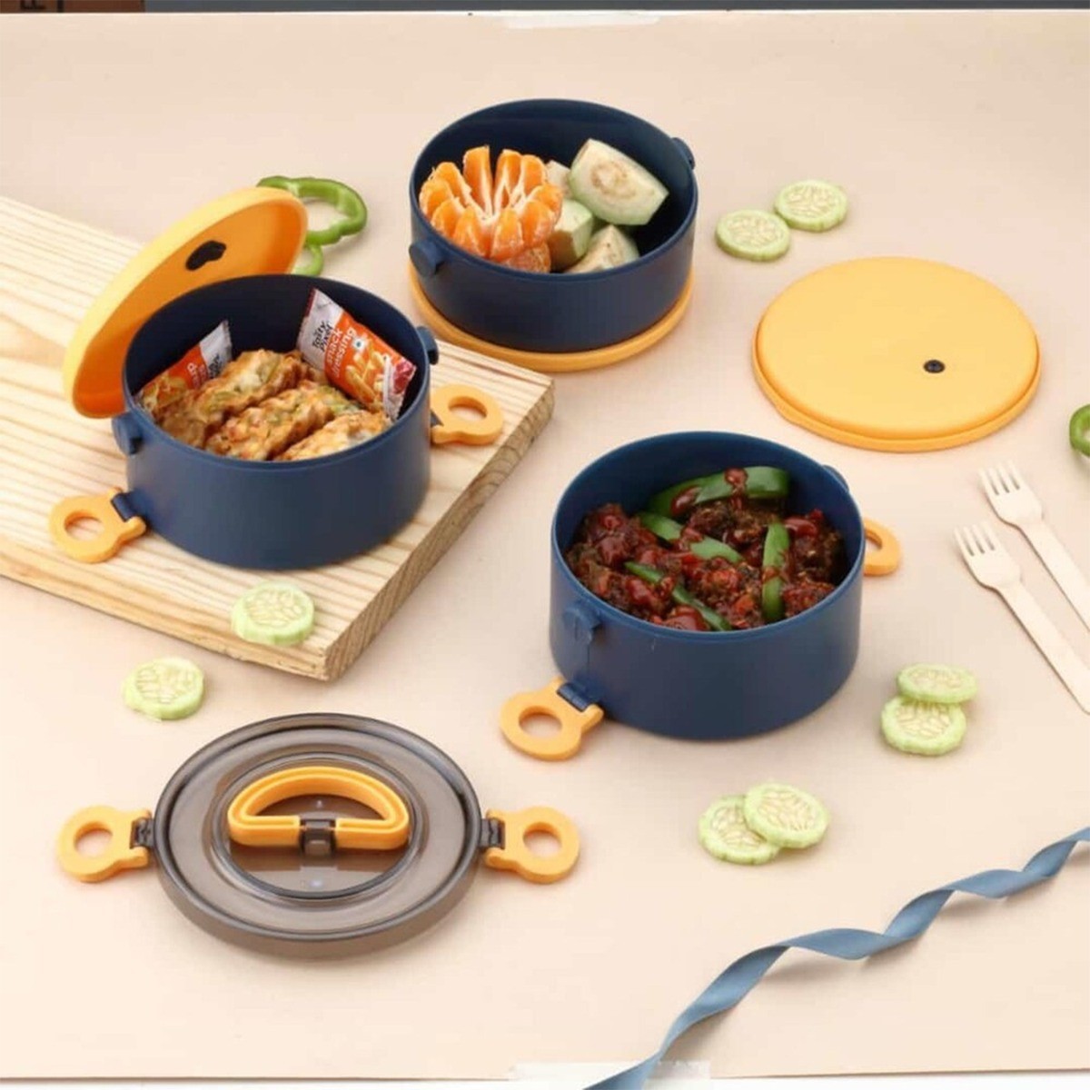 Lunch Box 2000ML 3-Tier Stackable