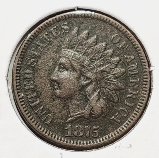 1875 Indian Head Cent - High Grade - Lt Environmental Damage - Full LIB