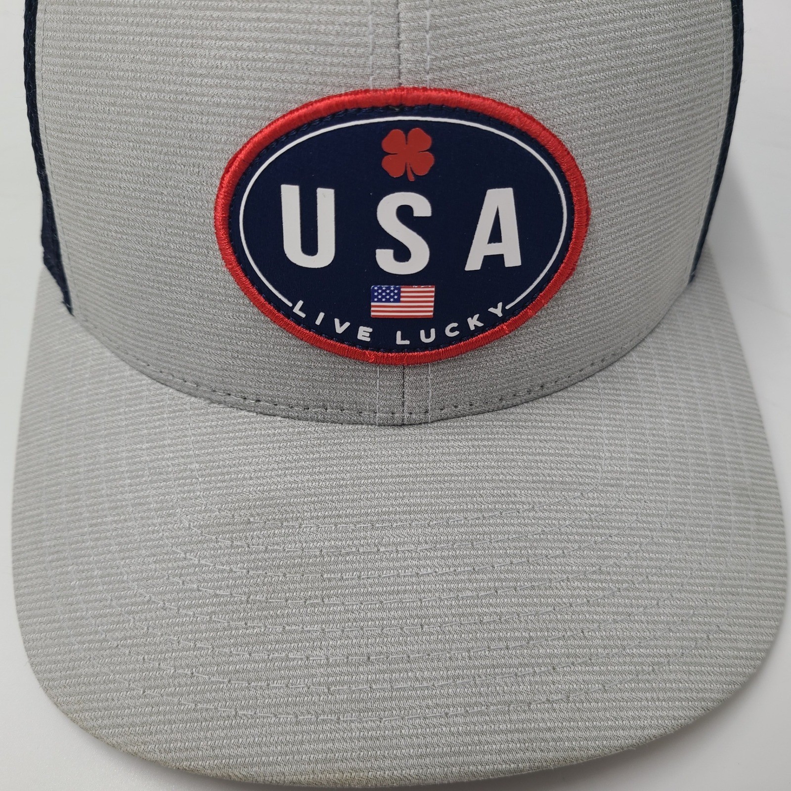Black Clover Hat Snapback Trucker Mesh Gray Blue USA Live Lucky Patch Golf Men