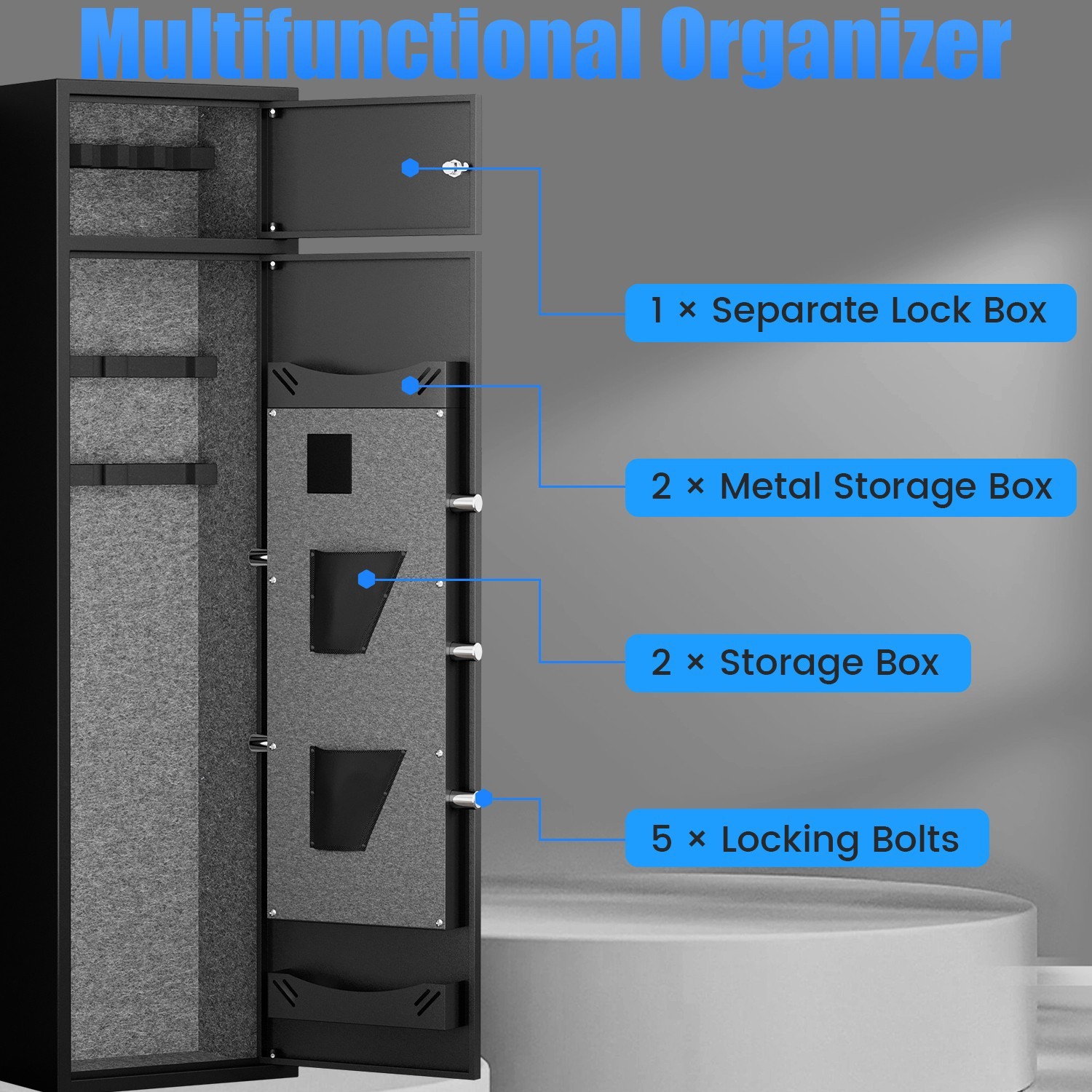 5-6 Long Gun Safe with Dual Alarms for Home Security,Quick Access Rifle Safe