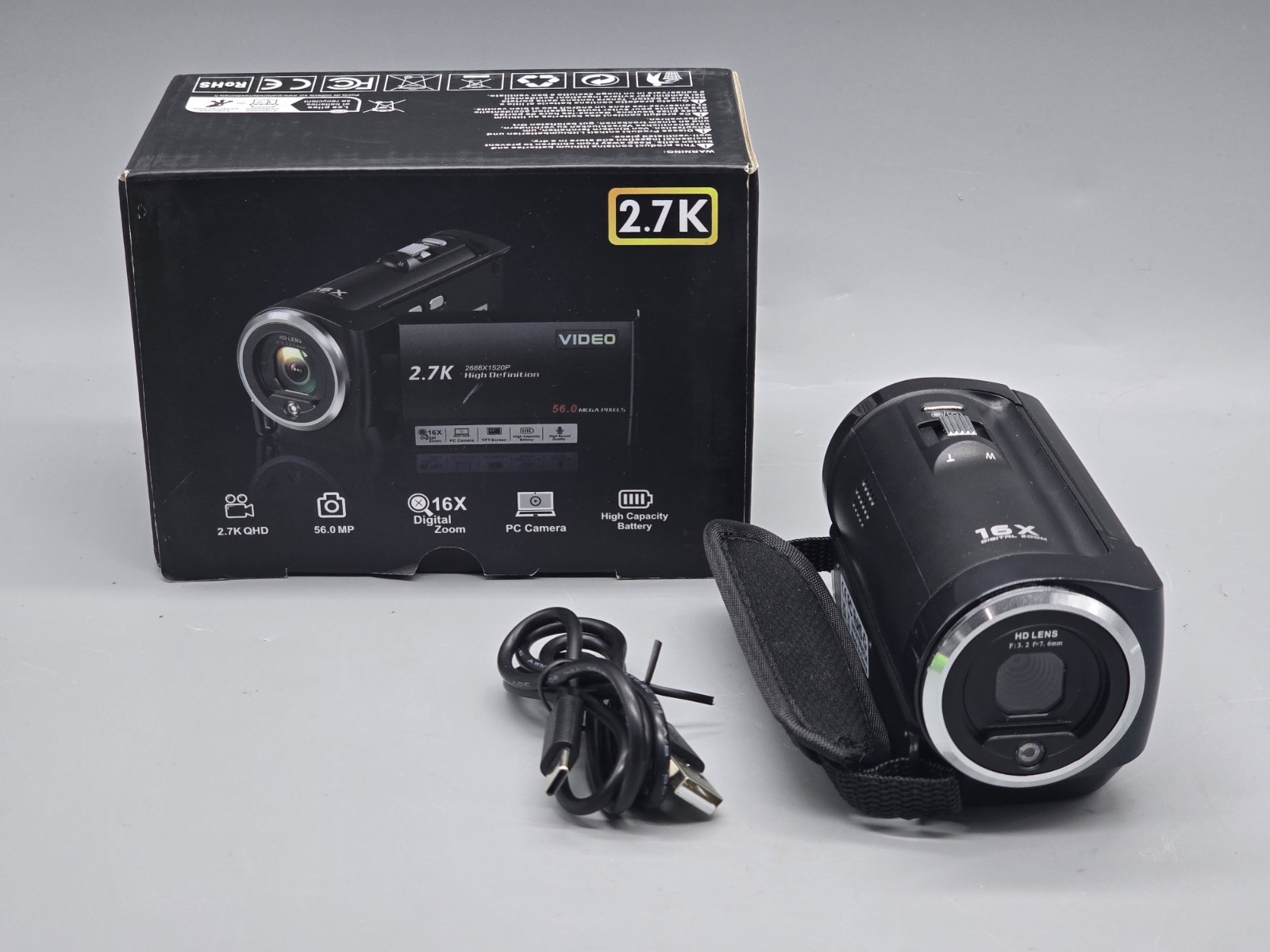 Camcorder Video Camera QHD 2.7K 56MP 16X Digital Zoom Vlogging Camera Tested