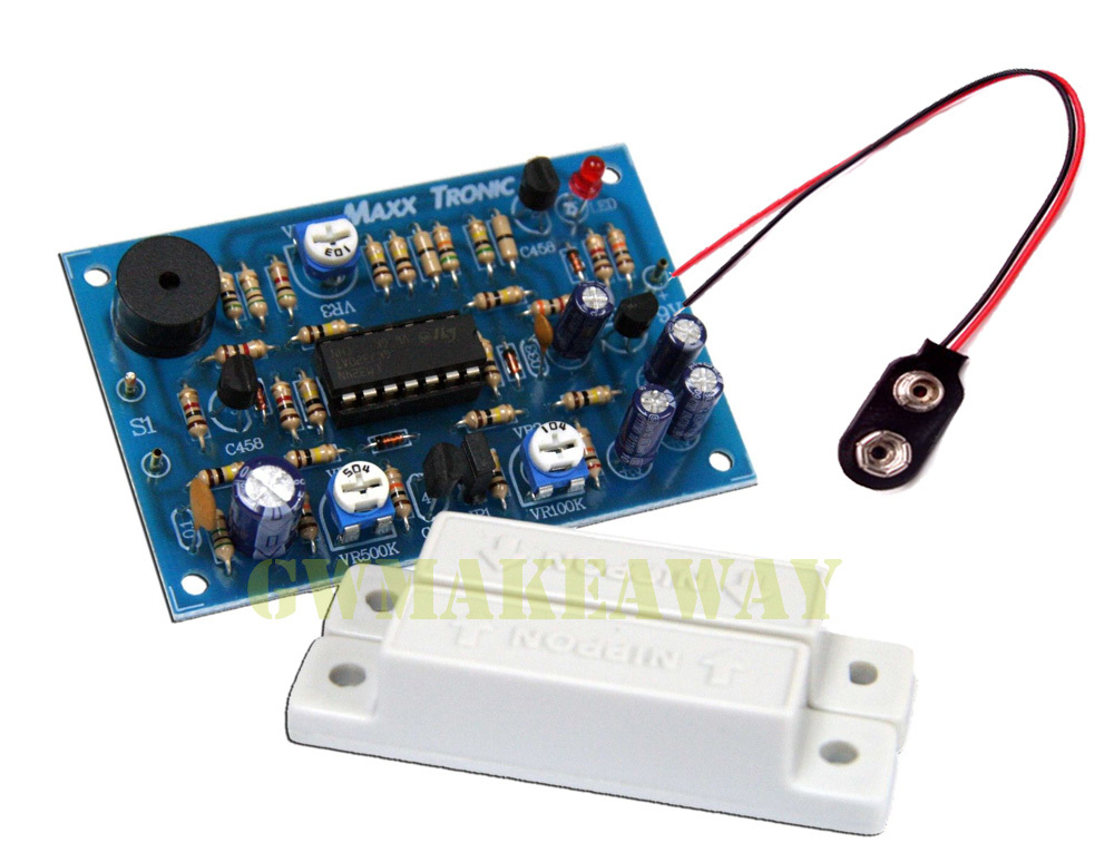Door Alarm Time Delay with 9Vdc Battery Clip Free Electronic Circuit Kit New
