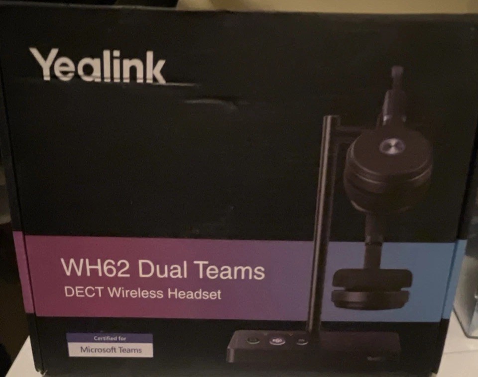 Yealink WH62 Dual Teams Wireless DECT Headset System, USB, Black