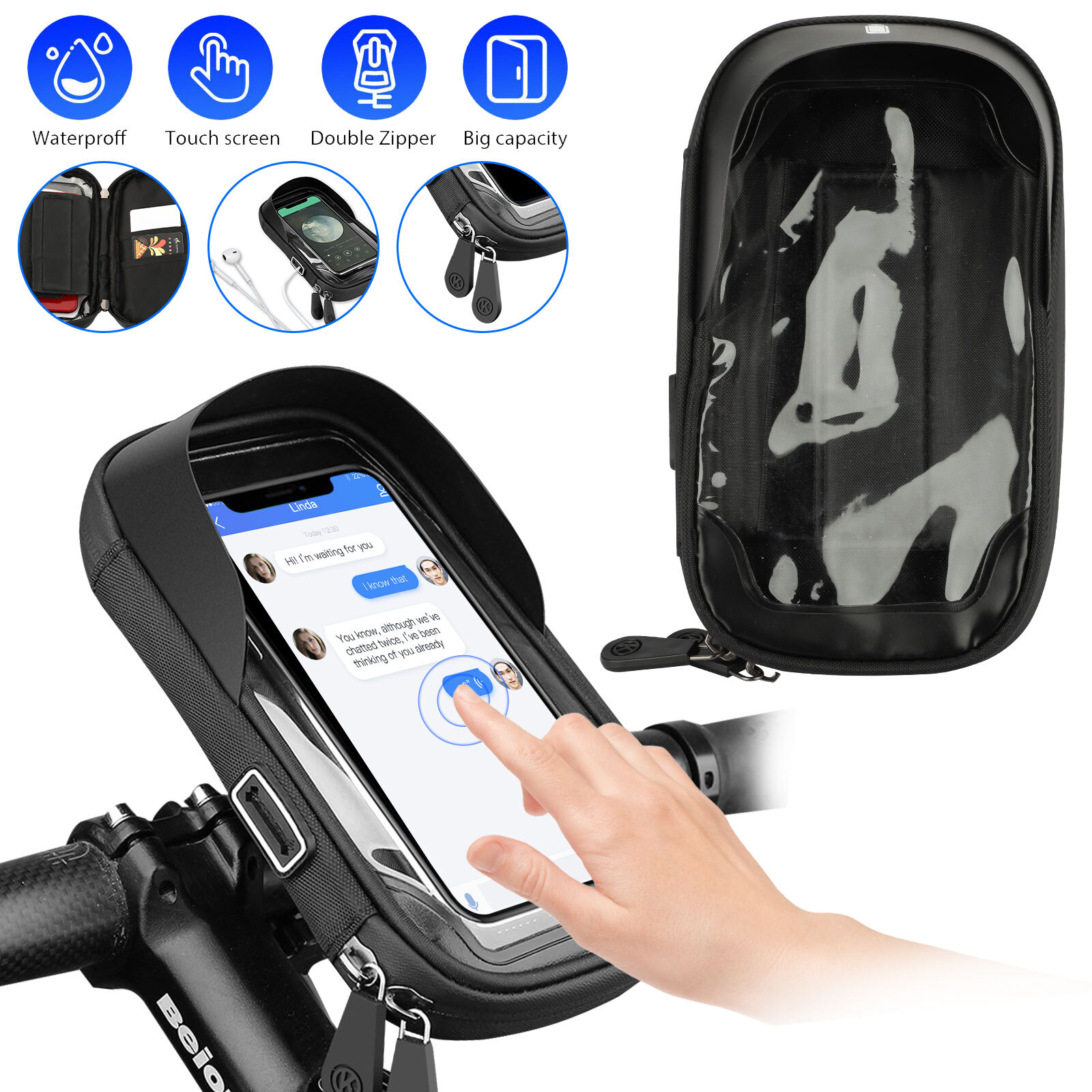 360 Rotation Motorcycle Bicycle Phone Mount Case Bike Handlebar Phone Holder Bag