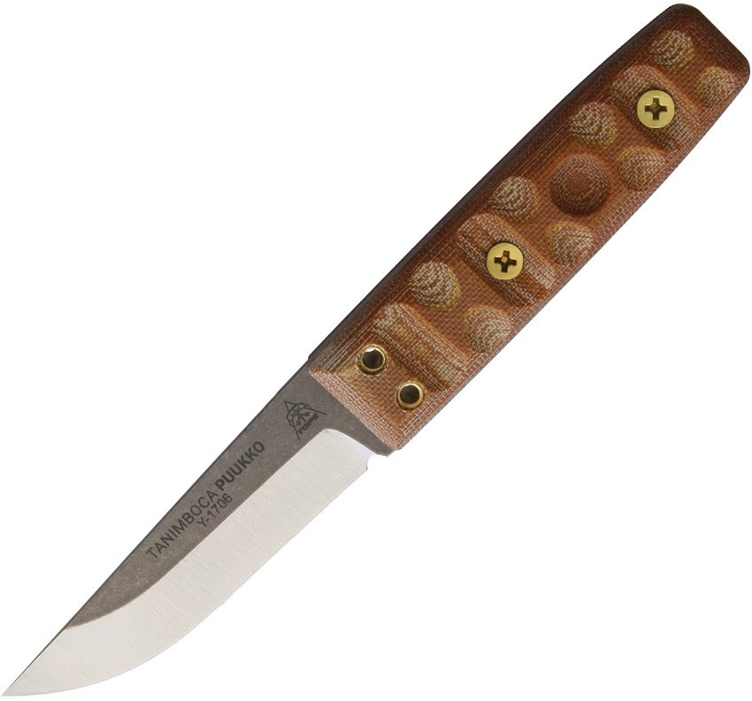 TOPS Tanimboca Puukko Rocky Mtn TPUK-01-RMT 3.63" Carbon Micarta Knife UK01RMT