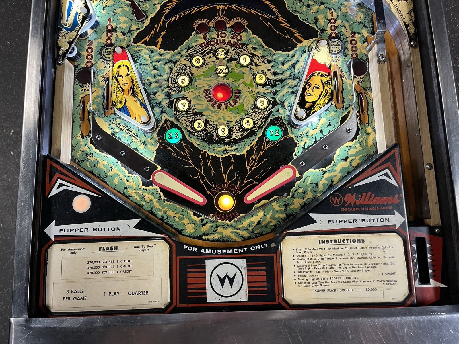 1978 FLASH PINBALL MACHINE PROFESSIONAL TECHS PLAYS GREAT