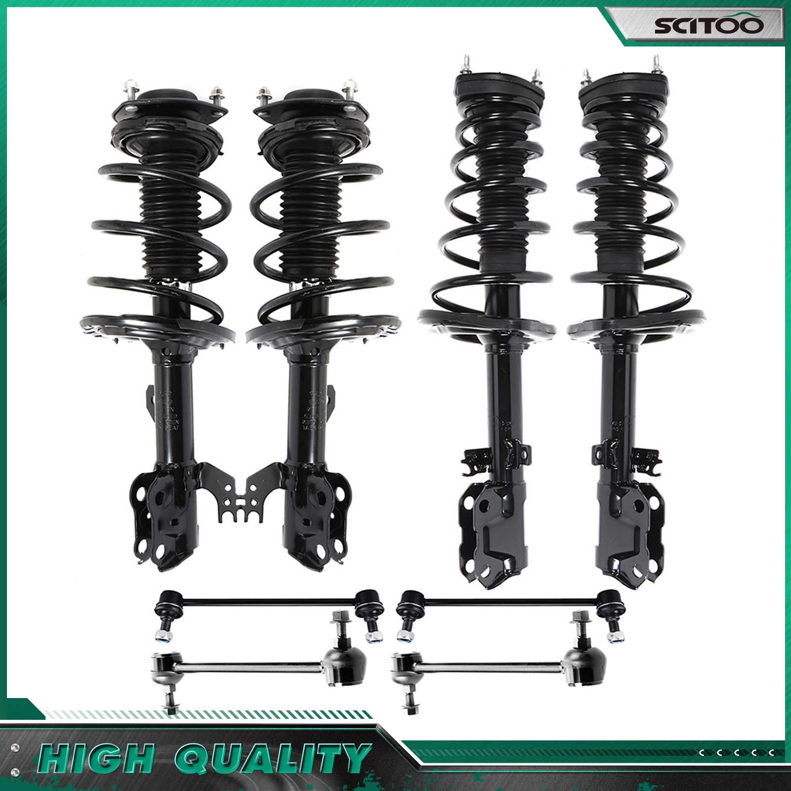 For 2012 - 2017 Toyota Camry Front Rear Complete Struts Sway Bars End Links Kit