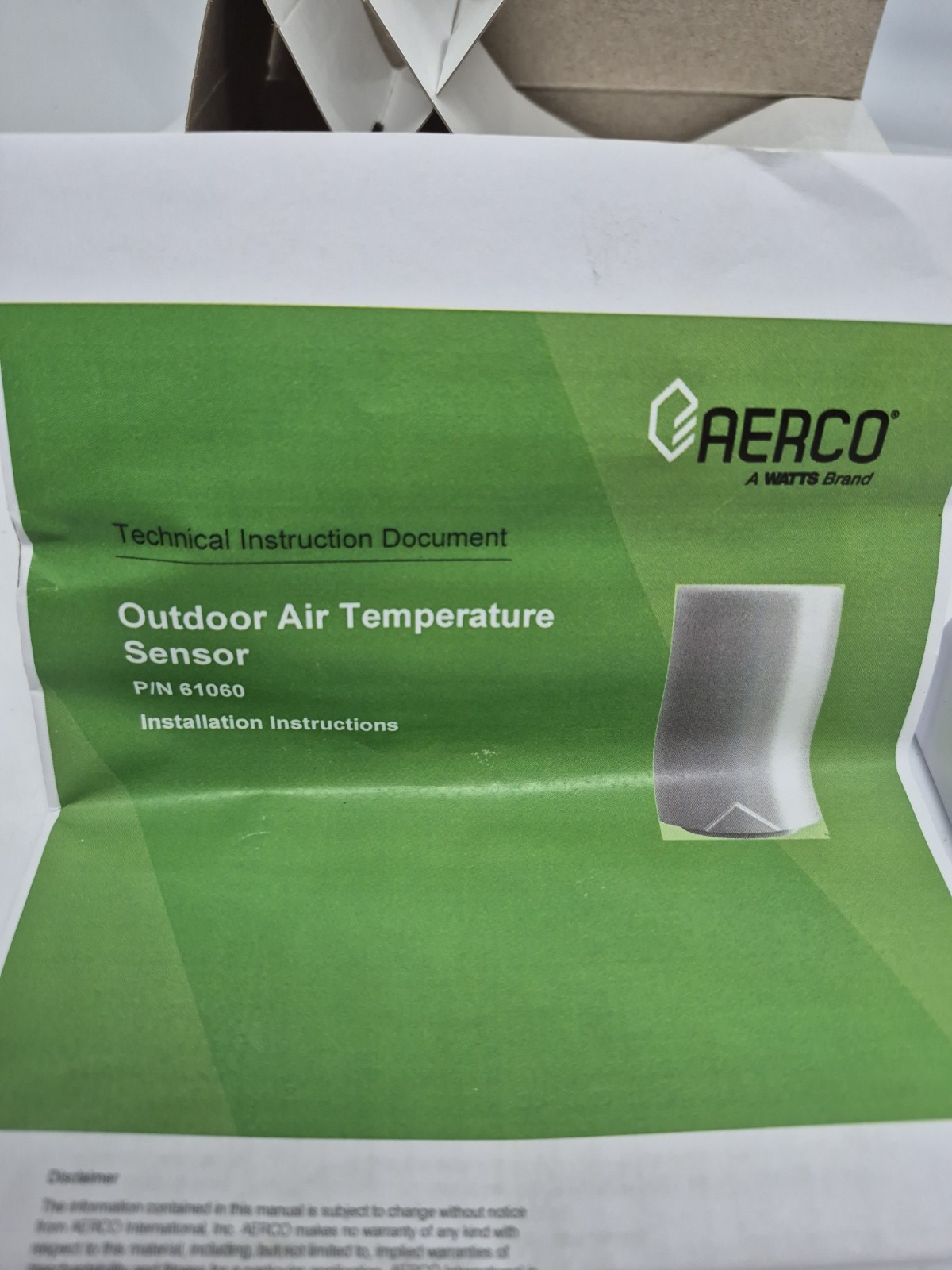 Aerco Outdoor Air Temperature Sensor P/N61060