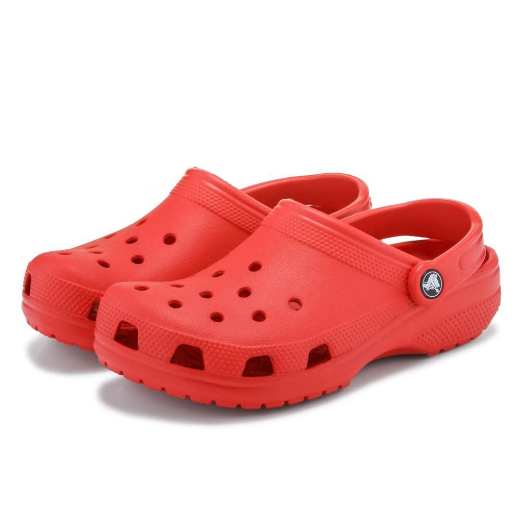 Red Crocs Classic Clog Unisex Men Women Sandals Slip On Breathable Water Shoes
