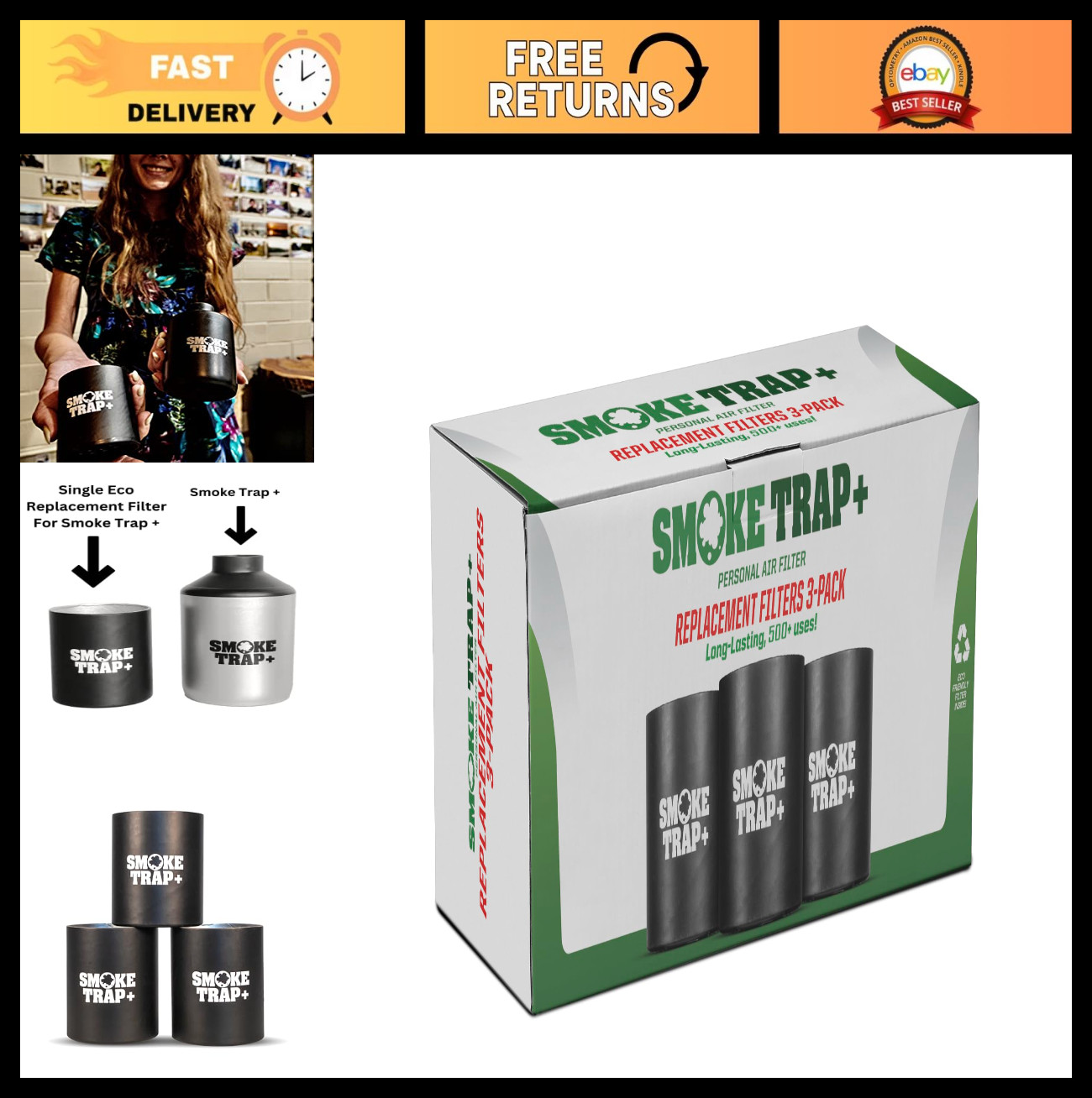 Eco-Friendly Replacement Filter Cartridges for Smoke Trap | Triple Pack - Max Ai
