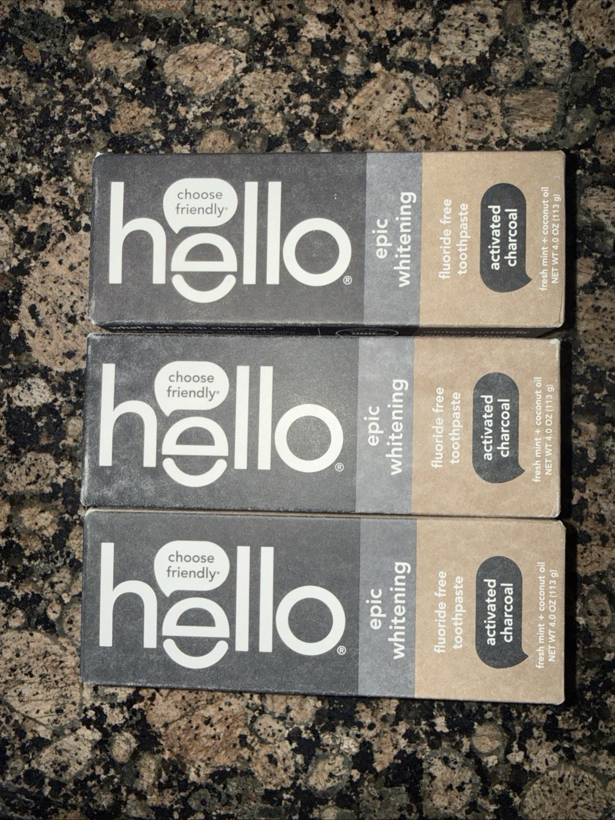 Hello Activated Charcoal Toothpaste, Fluoride Free with 4 oz (Pack of 3)