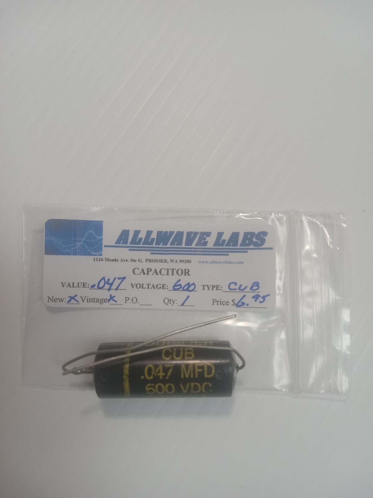 .047 MFD  600VDC   CORNELL DUBILIER CAPACITOR (CUB)