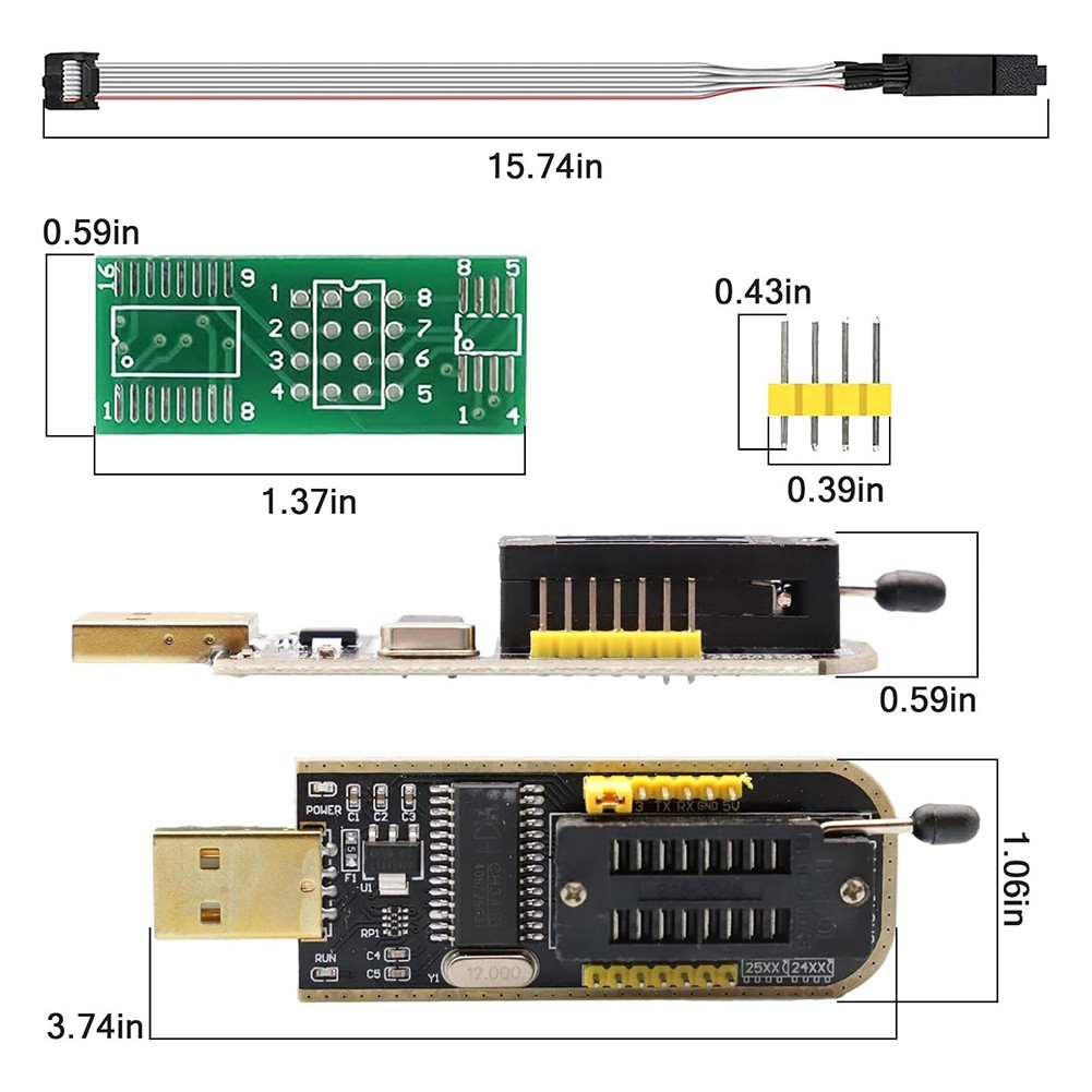 For CH341A USB Programmer with In Circuit Programming Capability for EEPROMs