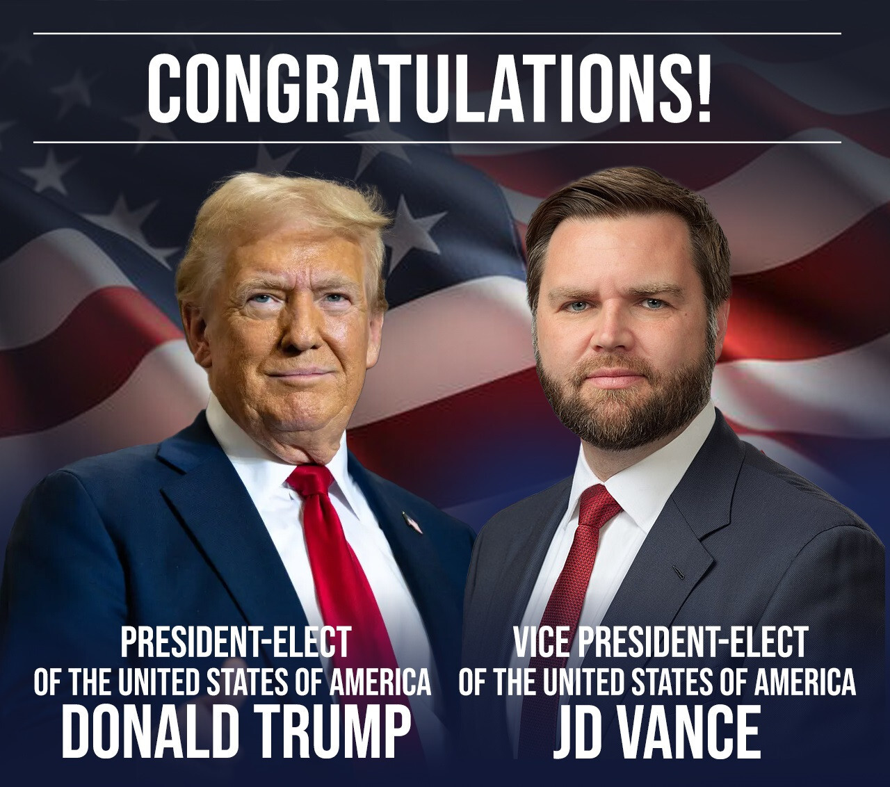 TRUMP/VANCE CONGRATULATIONS FRIDGE MAGNET 4.25" X 3.75"