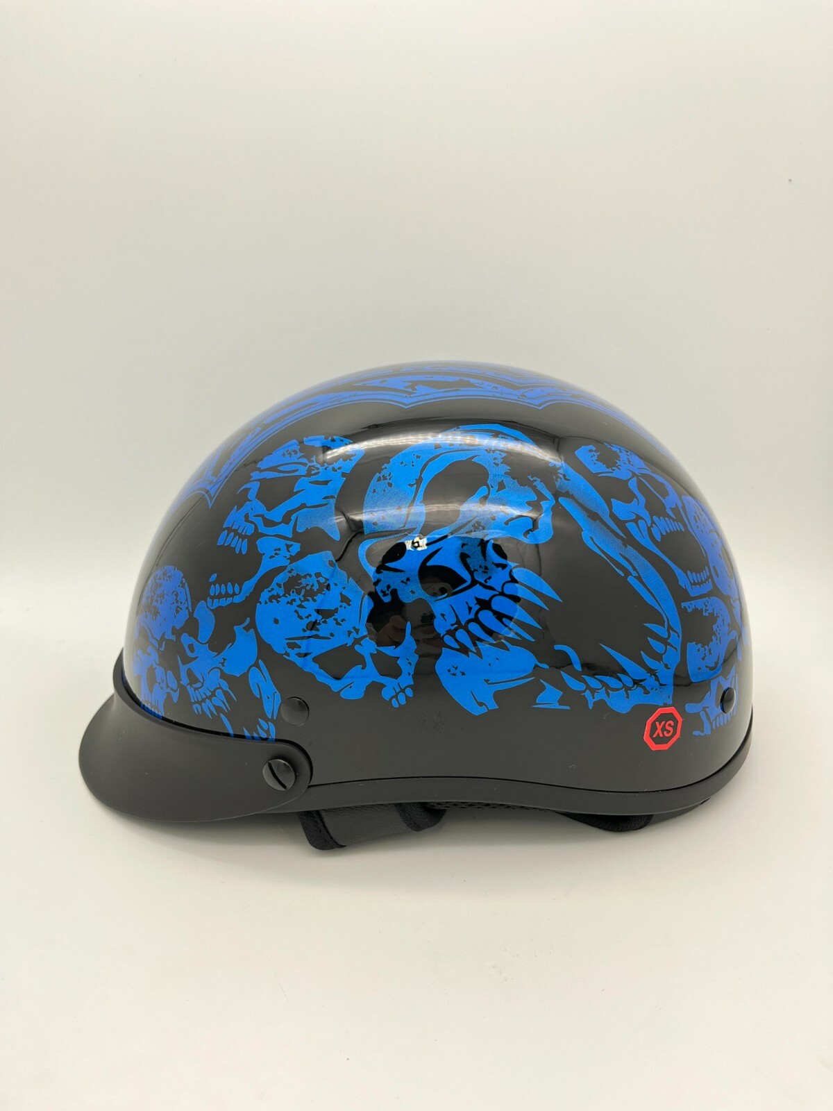 Helmet City HCI 100 Half Helmet Blue Screaming Skulls XSmall XS DOT Open Box