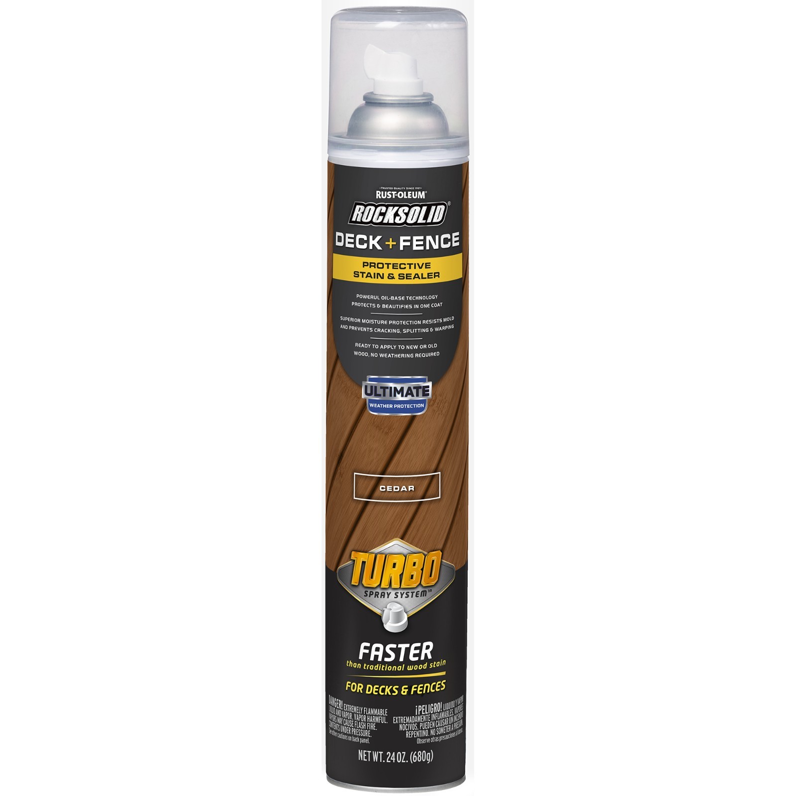Rust-Oleum Rocksolid Cedar Deck and Fence Exterior Turbo Stain Spray 24 oz.