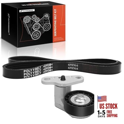 Engine Serpentine Drive Belt Kit W/Tensioner Compatible with 99-08 Chevy,