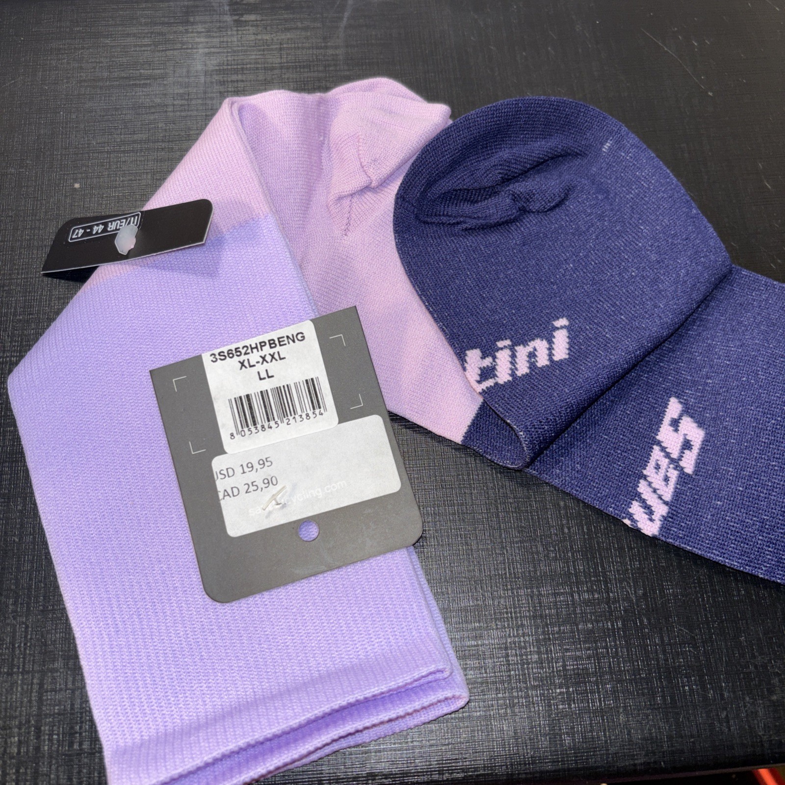 Santini Bangle Cycling Socks XL- XXL (44-47) Made In Italy NEW Blue PV Poliammid